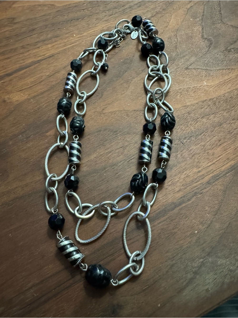 Lia Sophia Silvertoned Beaded Twist & Shout Link Necklace